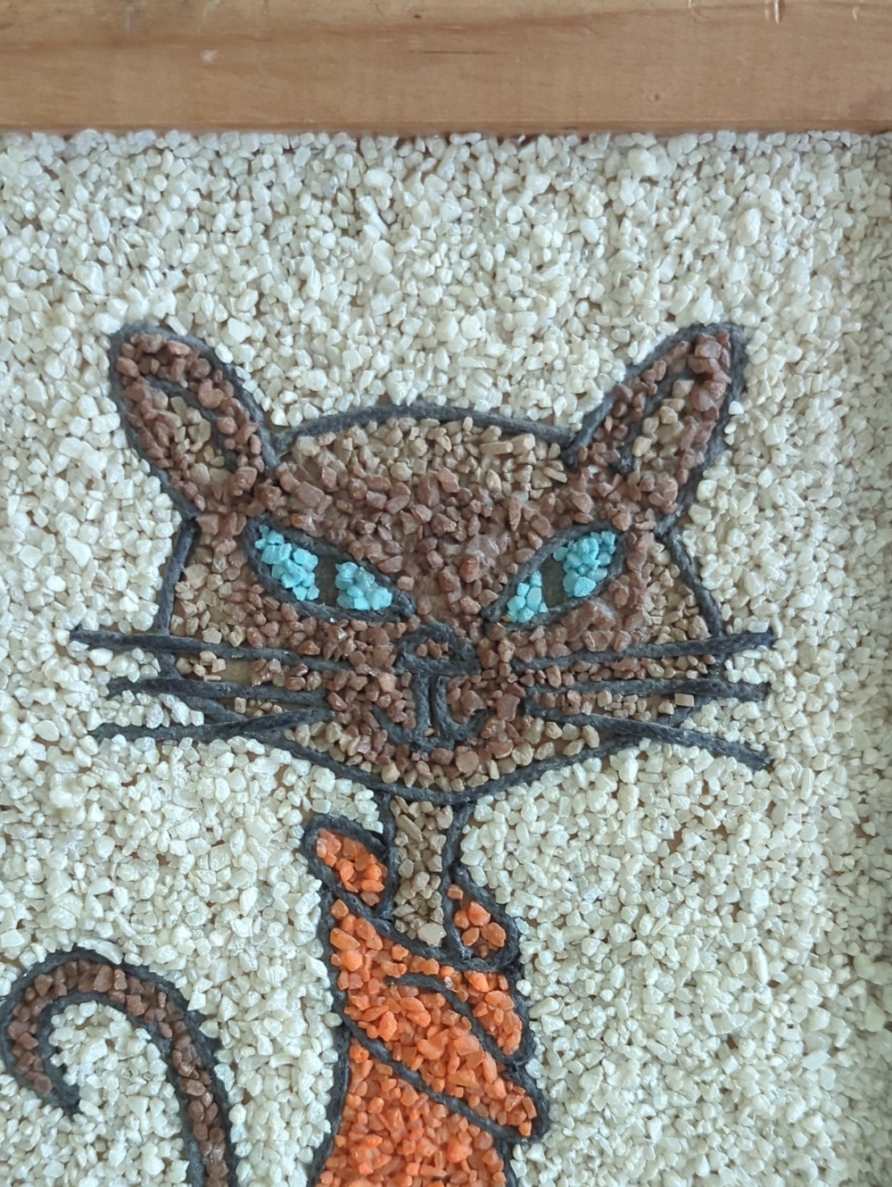 Vintage 60's Siamese Cat Gravel Art Picture - Picture 4 of 5